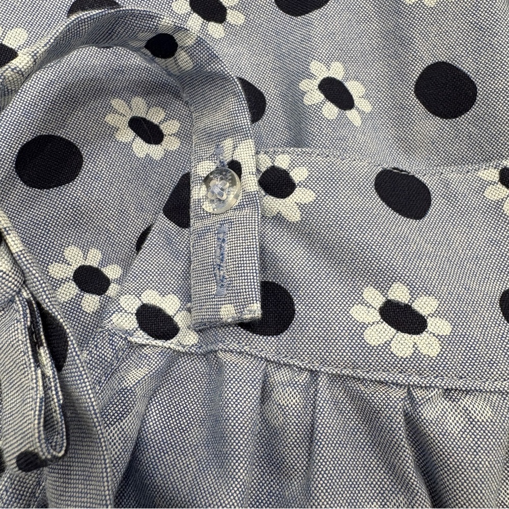 🌟HANNA ANDERSSON🌟 GIRLS CHAMBRAY FLORAL POLKA DOT TIERED SUN DRESS BLUE SZ 10 - Picture 8 of 9